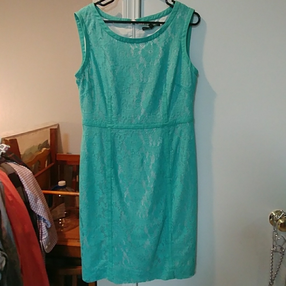 Turquoise Lace A-Line Dress